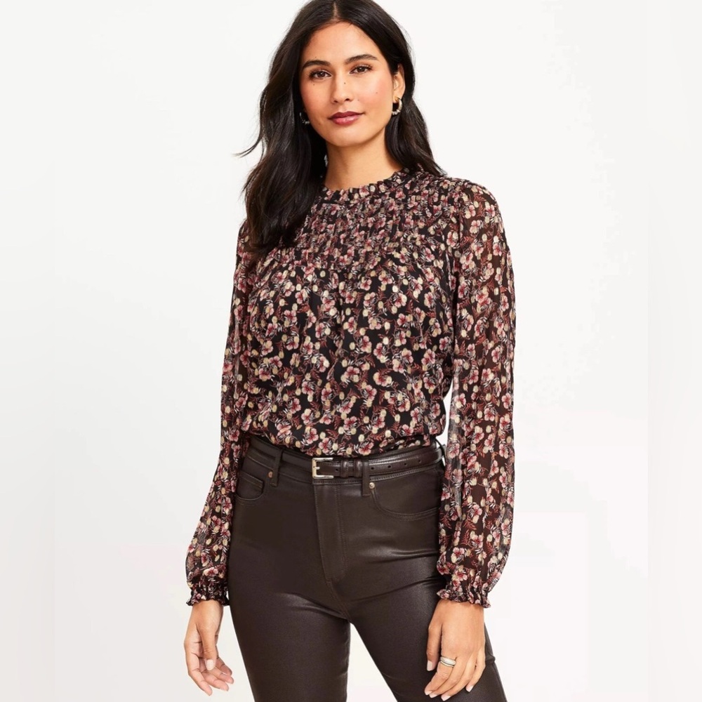 New LOFT XL Multicolor Floral Blouse Top Whimsigoth Dark Academia Modern Boho